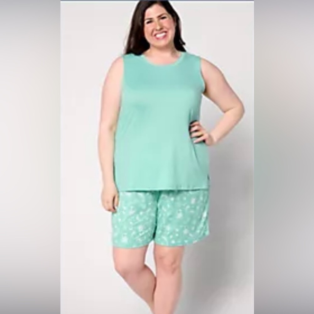 Muk Luks Butter soft Aqua Sleeveless Pajama Set size medium
